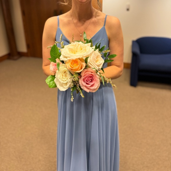 Lulus All About Love Slate Blue Maxi Dress Sz Small - Picture 3 of 4